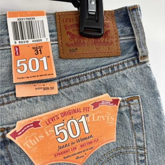 Levi's blue 501 Button Fly Cut Off Distressed summer Jean Shorts size  32 NWT - Picture 10 of 16